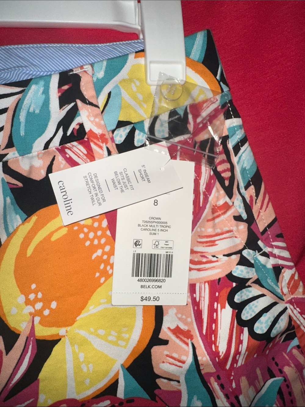 crown & ivy Black Multi Tropical Citrus Print Shorts size 8 nwt - Picture 4 of 4